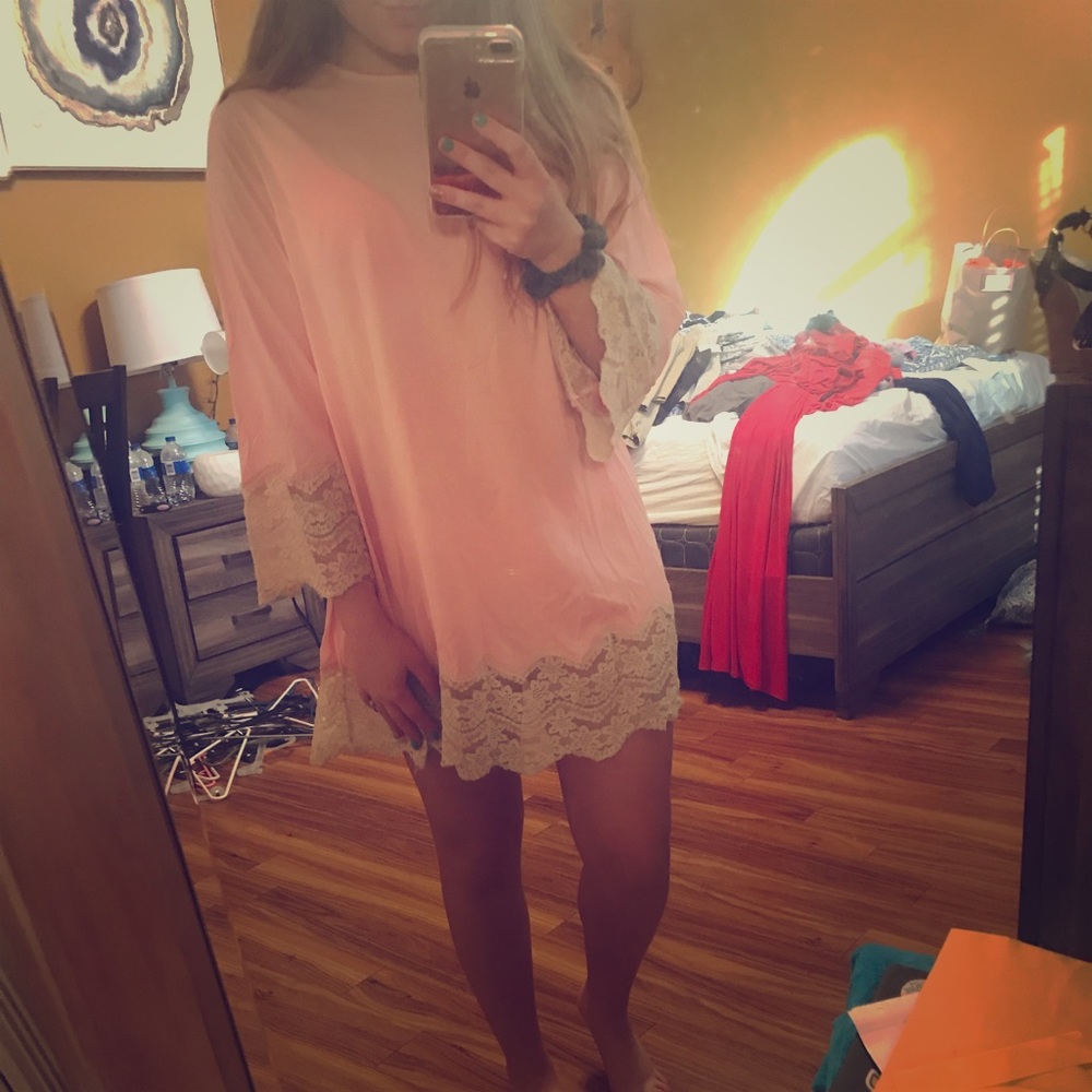 Pink vintage lace nightgown